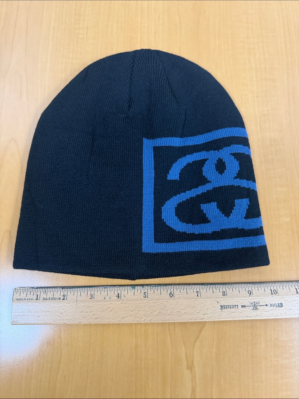Stussy Black and Blue Logo Knit Beanie - New- no tags - Picture 3 of 4